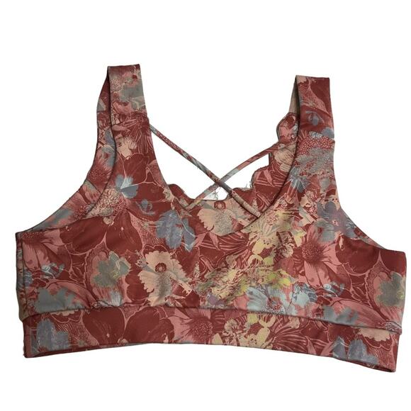 Anthropologie Daily Practice Allie Sports Bra Floral Size Large Scalloped - Picture 3 of 6